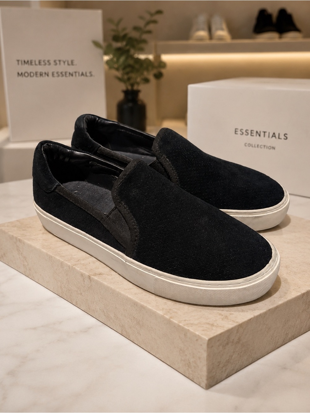 UGG Abies black perforated suede platform slip-on sneakers